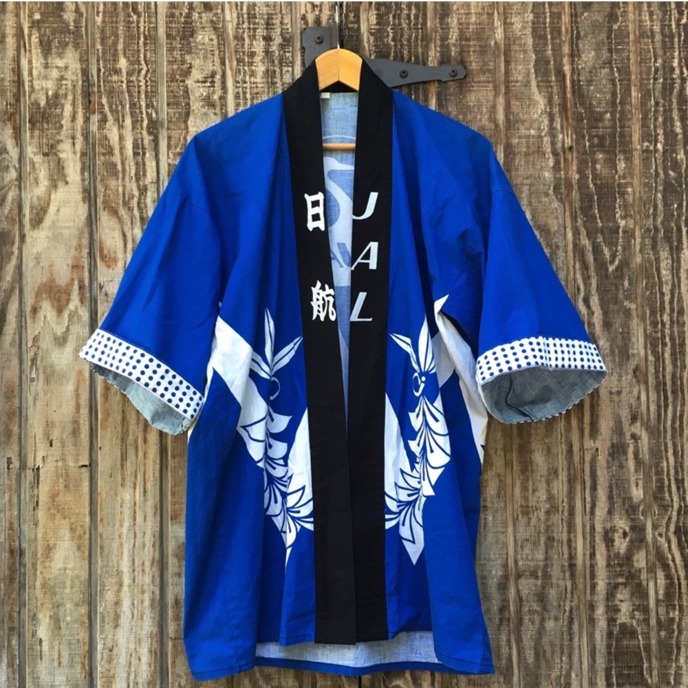 1970’s Vintage JAL Japan Airlines Blue Yukata Kimono Jacket